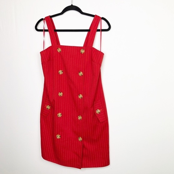 C/MEO collective Red pinstripe pinafore double breasted dressed - Picture 8 of 10